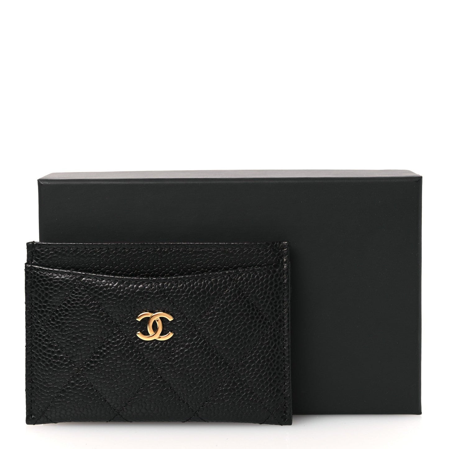 Caviar Quilted Card Holder Black