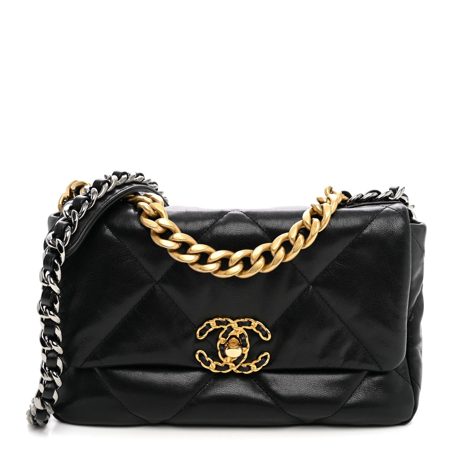 Goatskin Quilted Medium Chanel 19 Flap Black