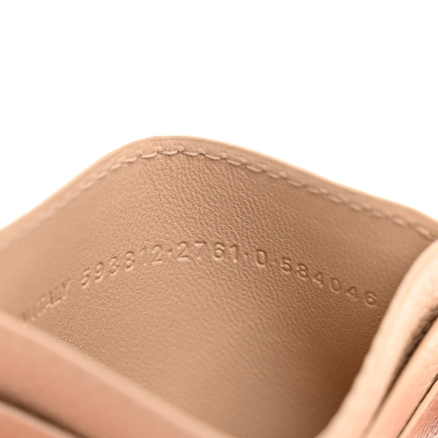 Grained Calfskin Logo Cash Rounded Card Holder Beige