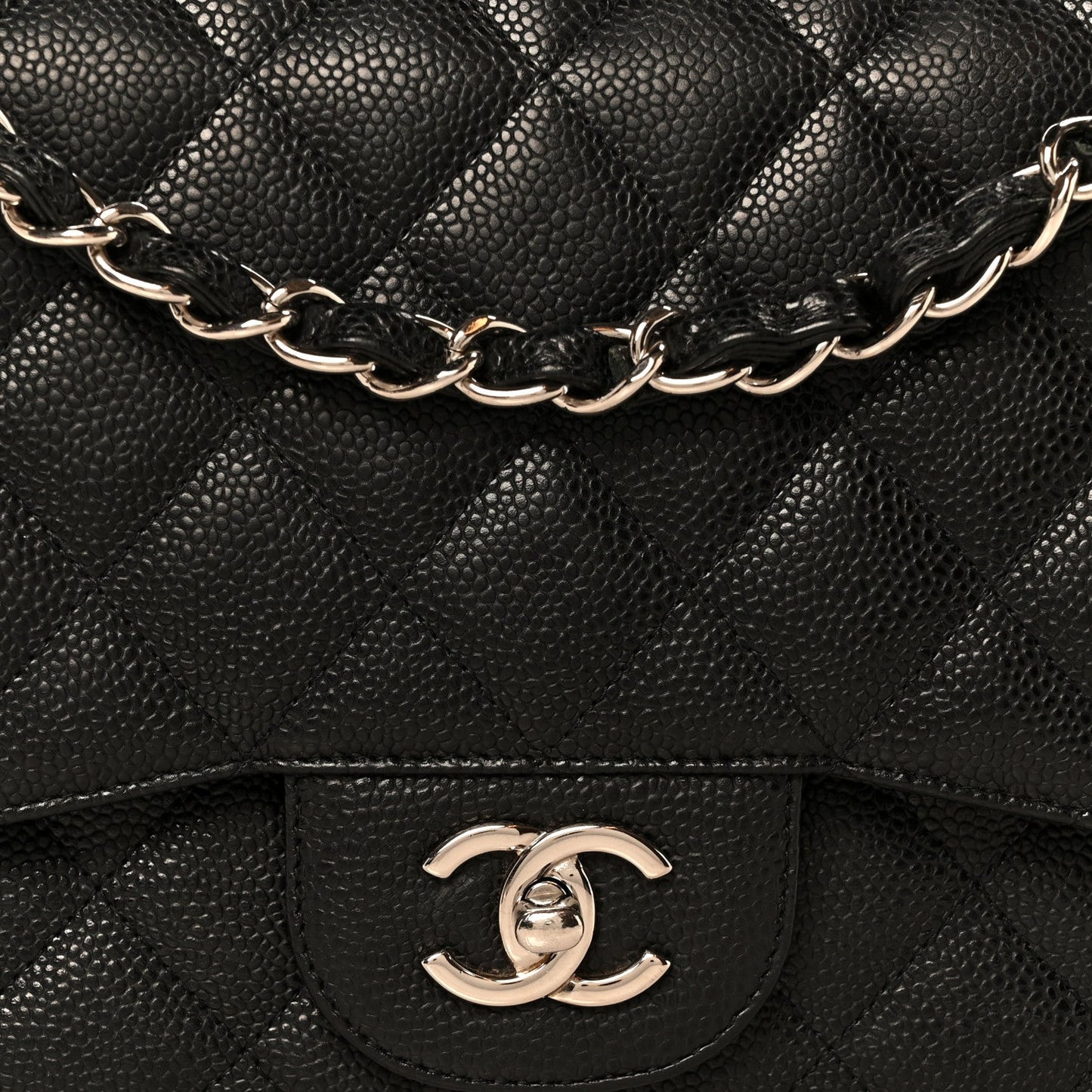 Caviar Quilted Jumbo Double Flap Black