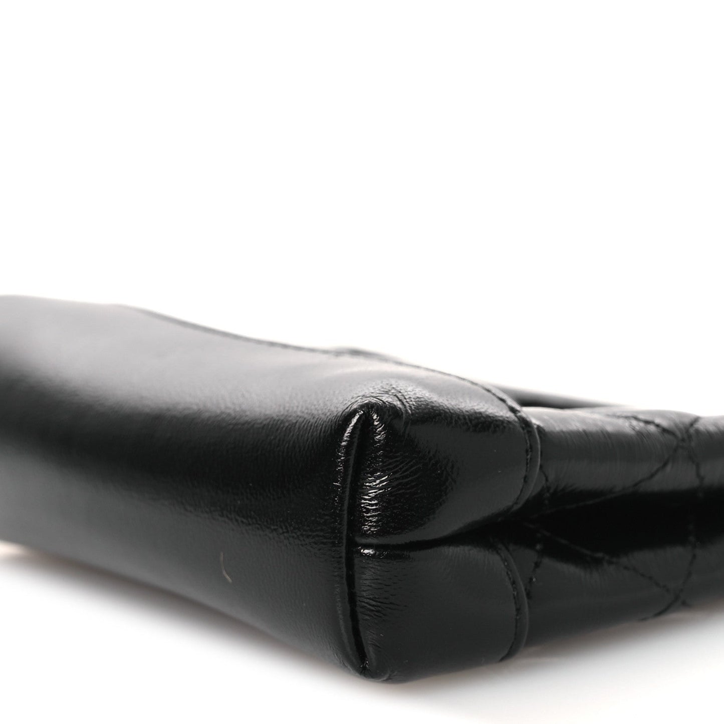 Shiny Lambskin Quilted Micro 31 Clutch With Chain Black