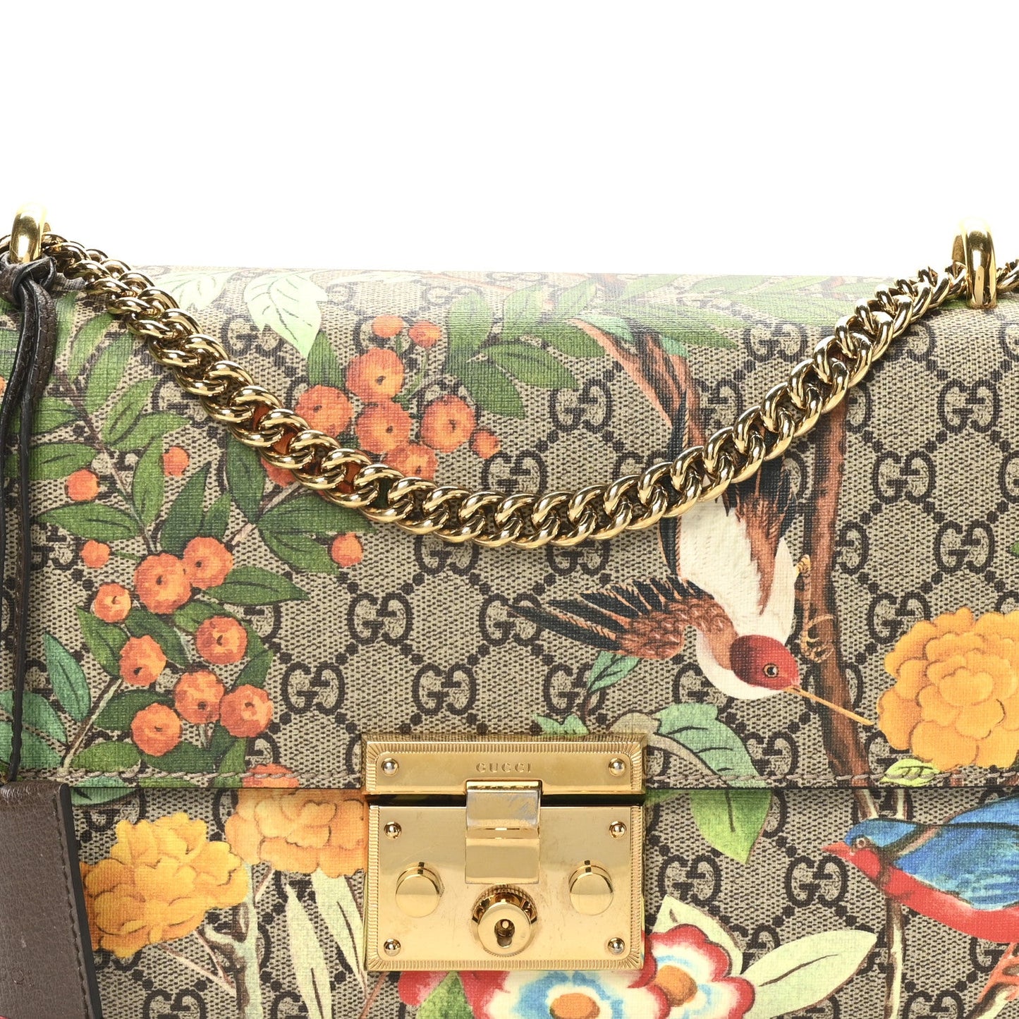 GG Supreme Monogram Tian Medium Padlock Shoulder Bag Beige Multicolor New Acero