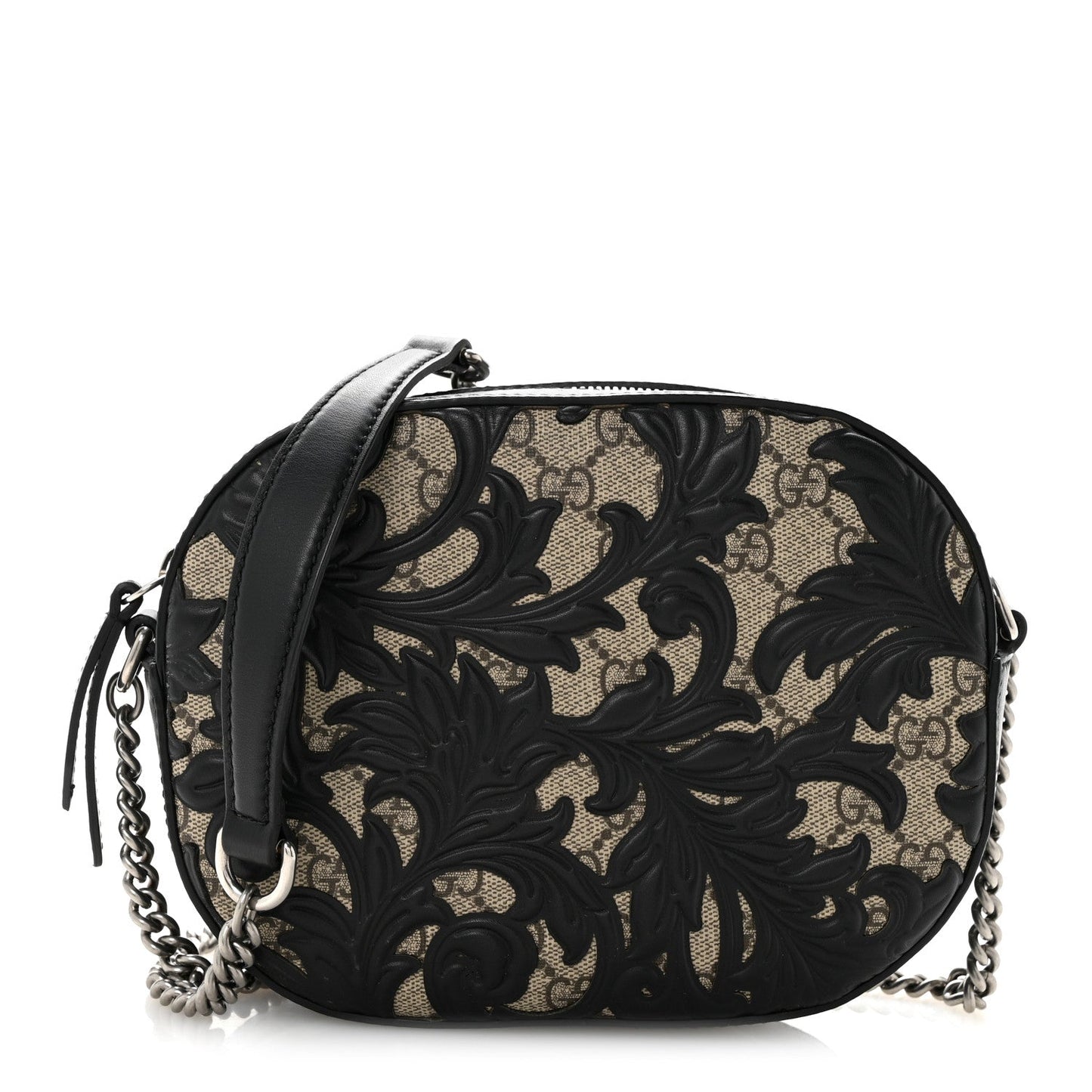 GG Supreme Monogram Arabesque Mini Chain Shoulder Bag Beige Black