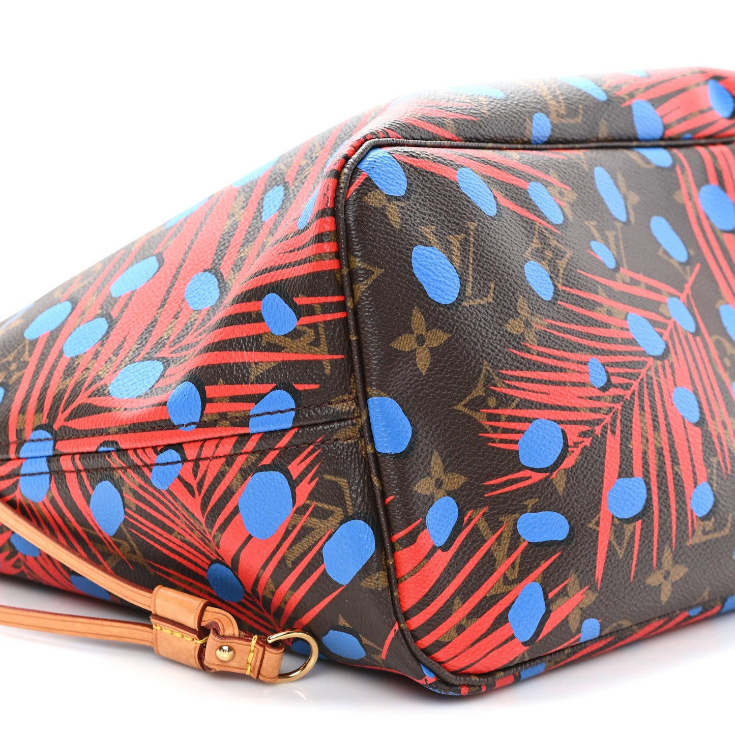 Monogram Jungle Dots Neo Neverfull MM Coquelicot Denim