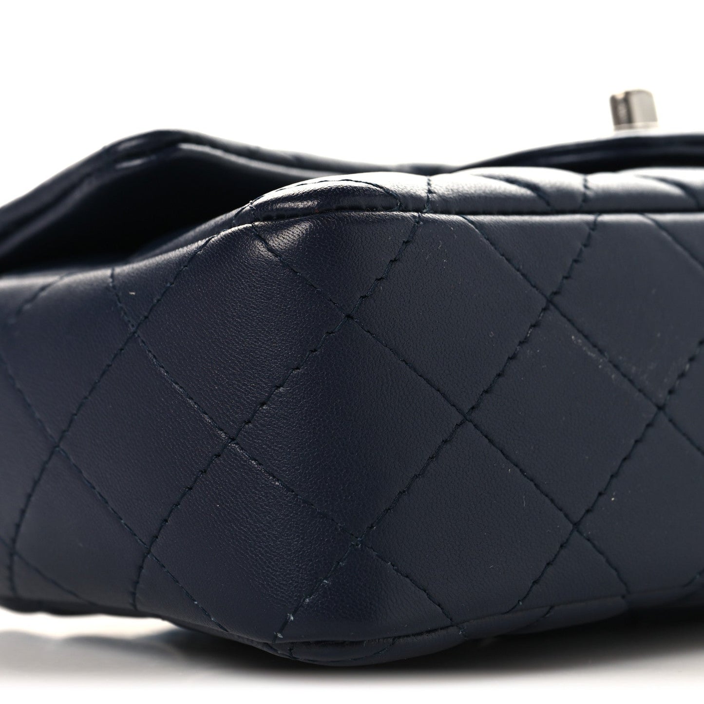 Lambskin Quilted Mini Rectangular Flap Dark Navy Blue
