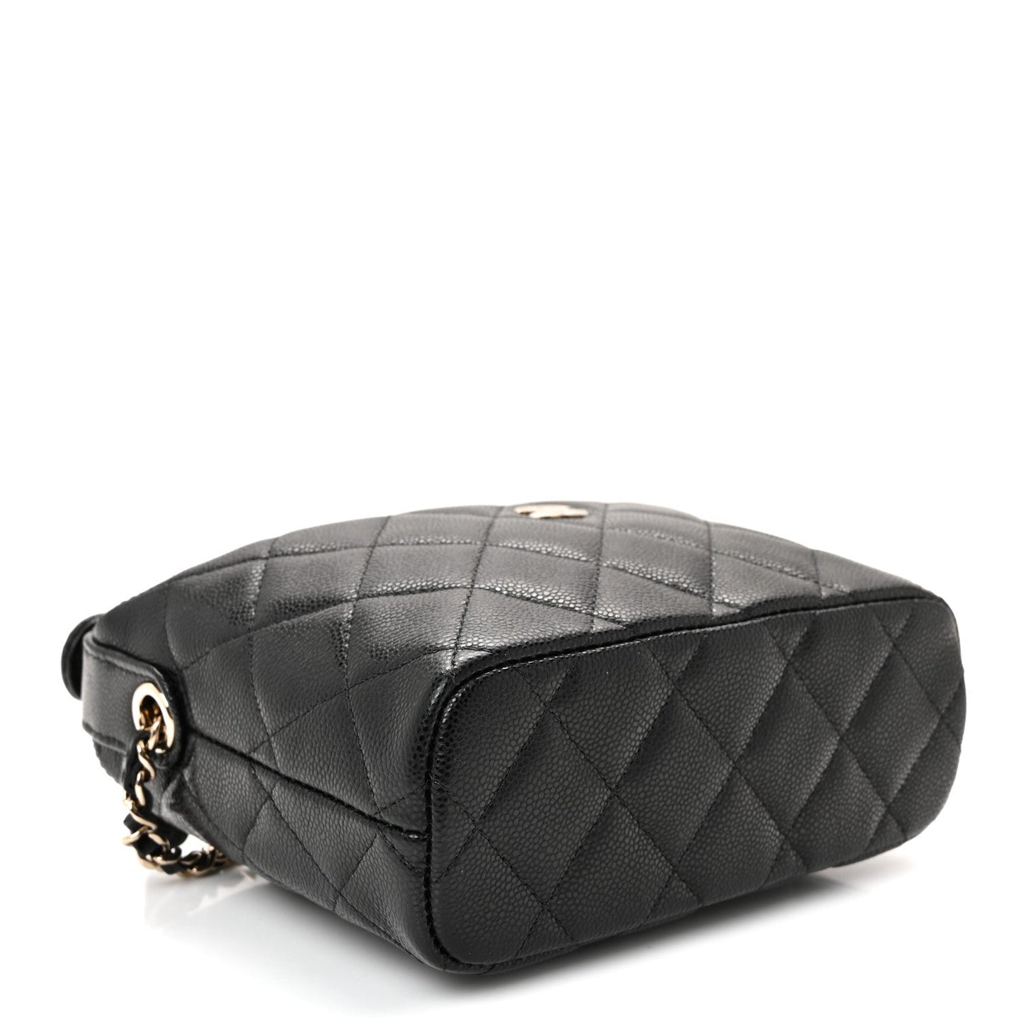 Caviar Quilted Hobo Clutch With Chain  Black