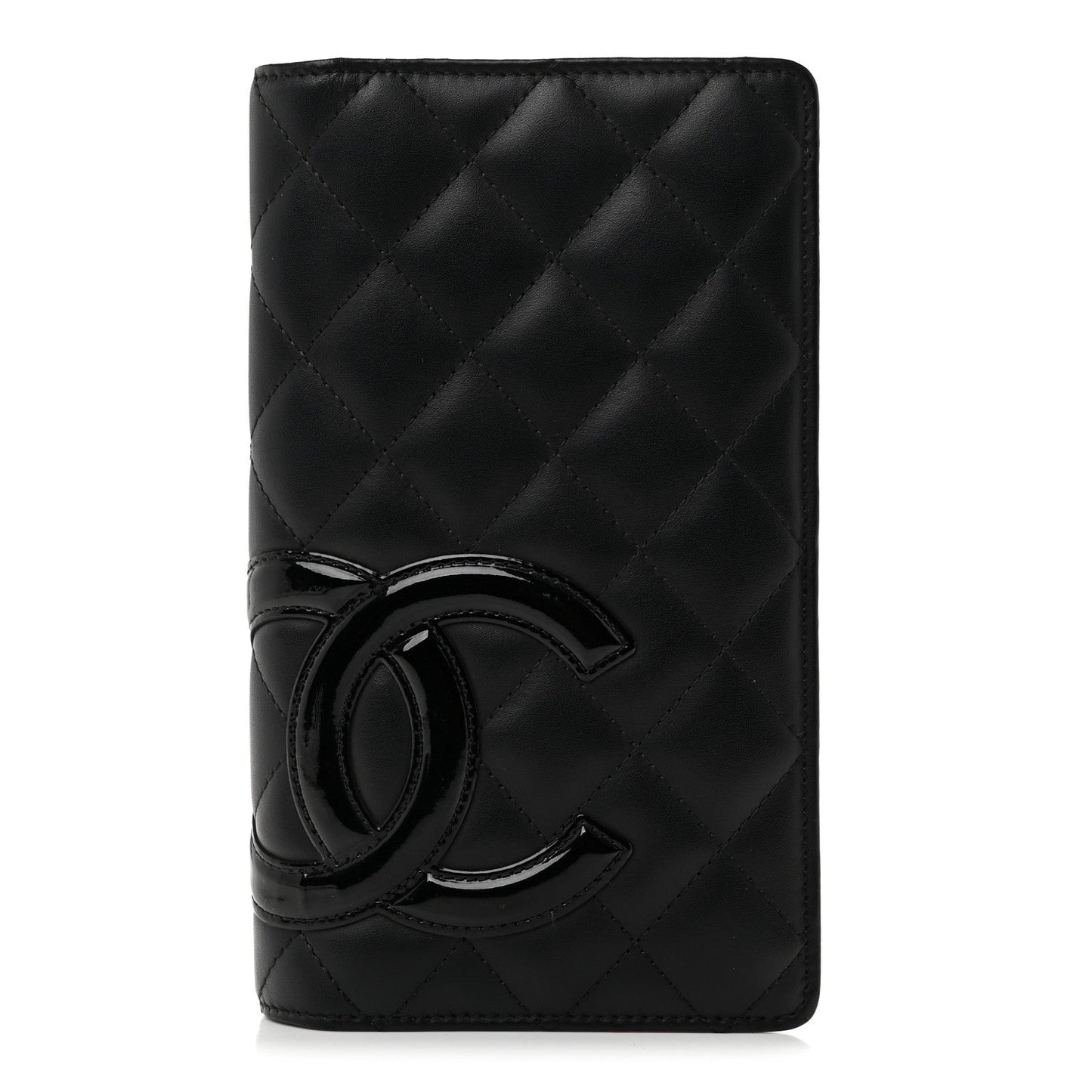 Calfskin Quilted Cambon Yen Wallet Black