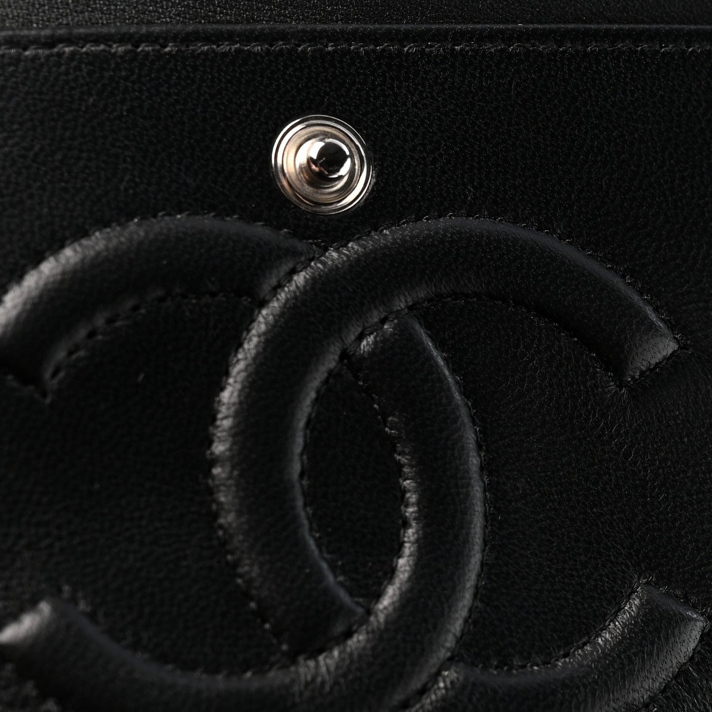 Lambskin Chevron Quilted Medium Double Flap Black