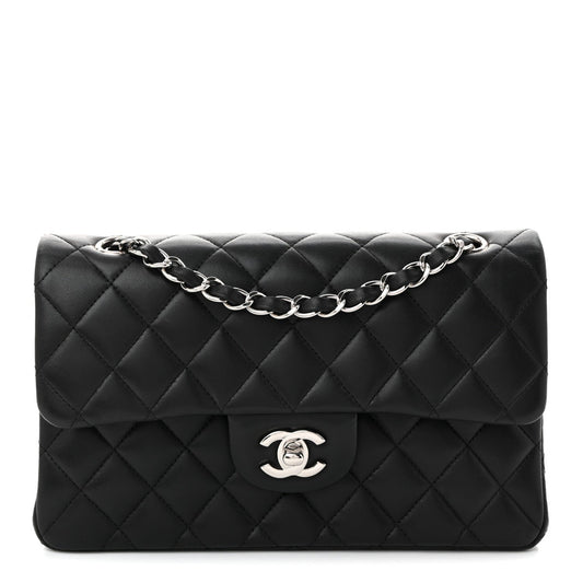Lambskin Quilted Small Double Flap Black