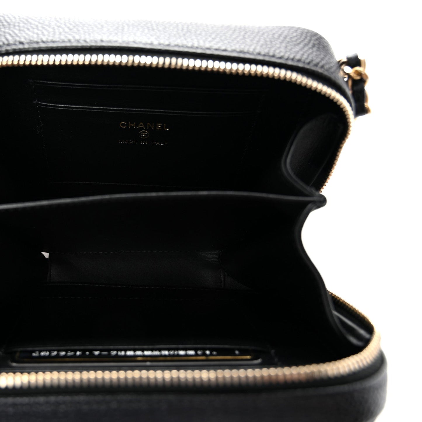 Caviar Quilted CC Filigree Vanity Clutch With Chain Black