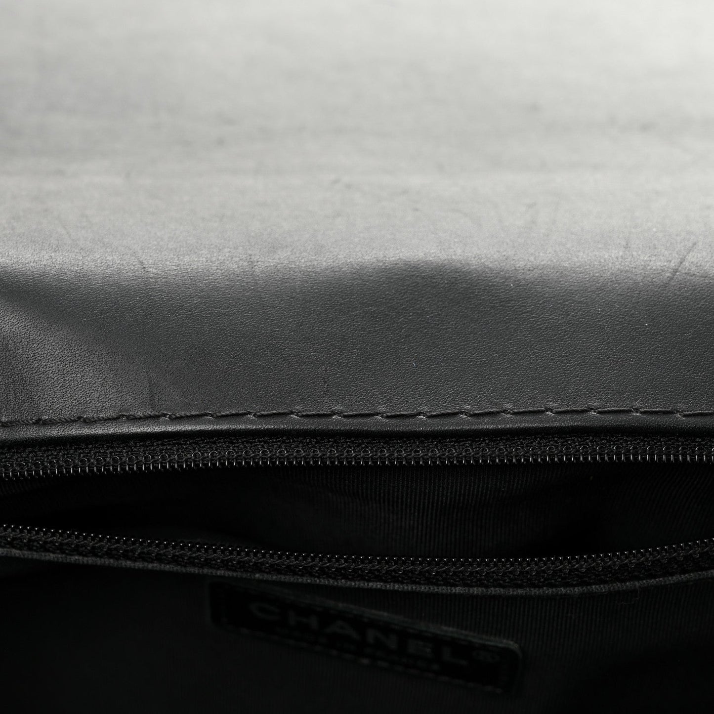 Calfskin Double Stitch Large Boy Flap Black