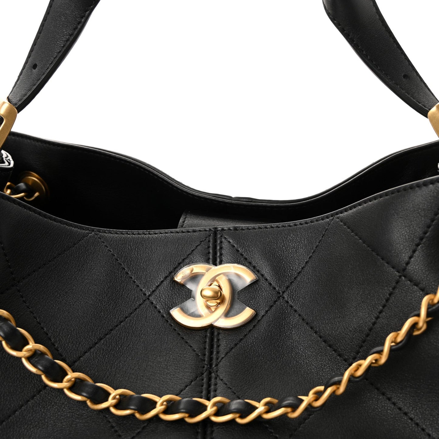 Calfskin Quilted Small Coco Base Shopping Bag Black