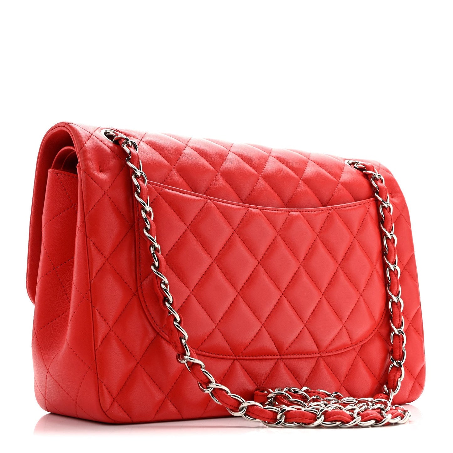 Lambskin Quilted Jumbo Double Flap Red
