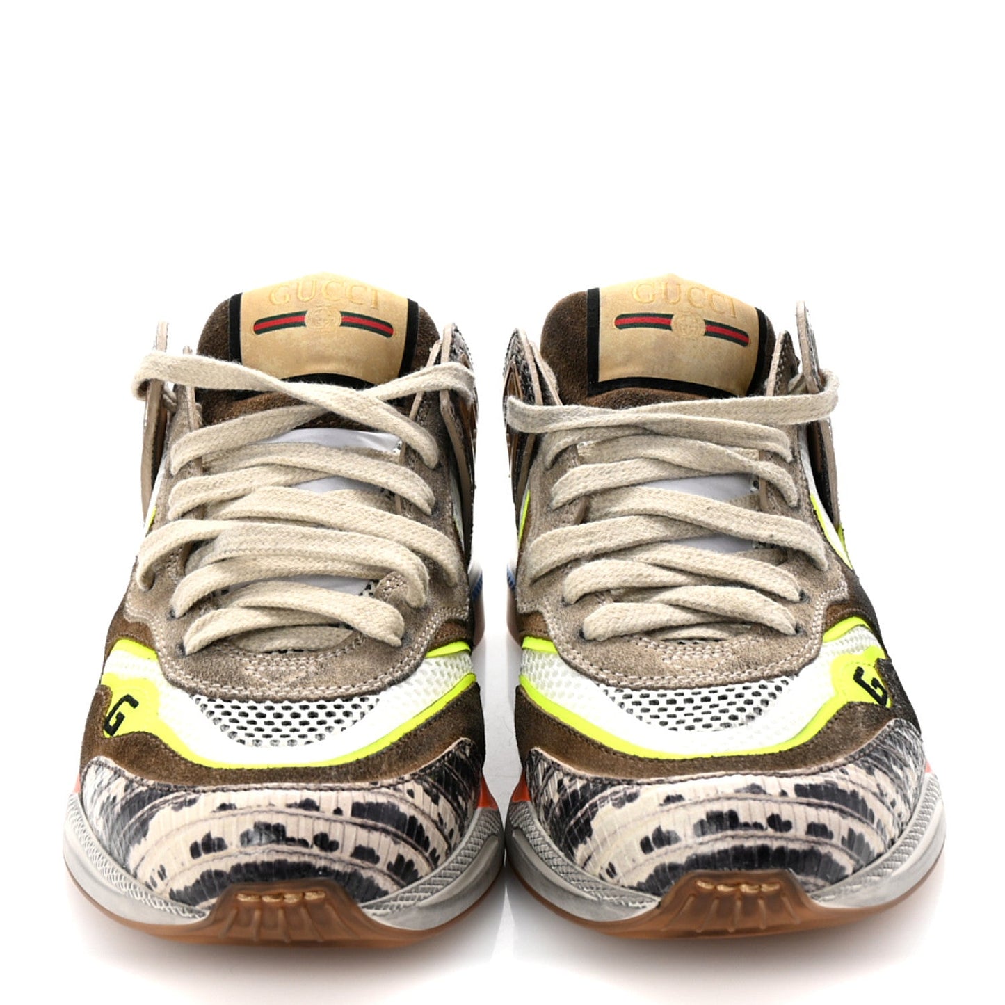 Suede Calfskin Tejus Printed Womens Ultrapace Sneakers 35 Natural Ardesia Neon Yellow