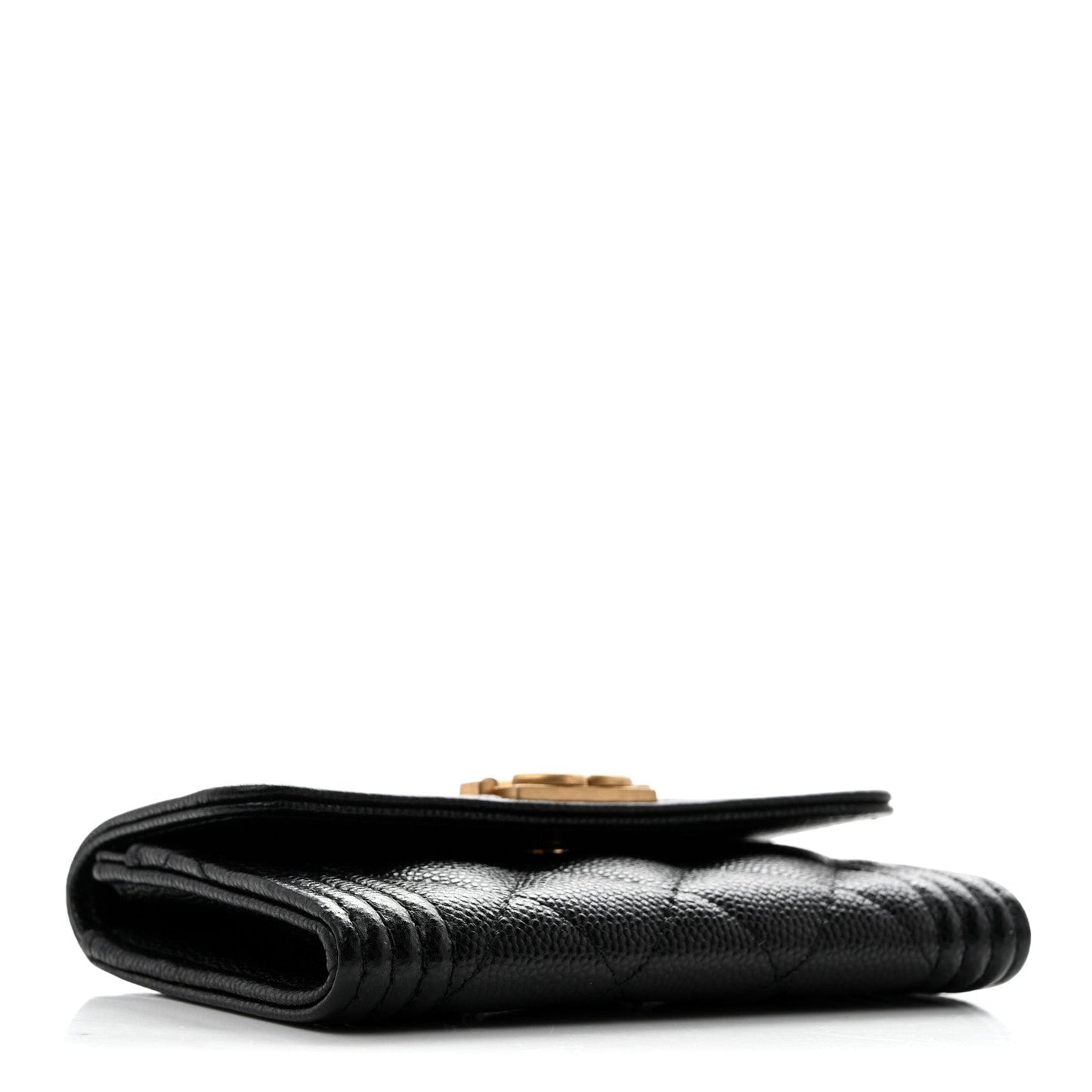 Caviar Quilted Boy Flap Card Holder Black