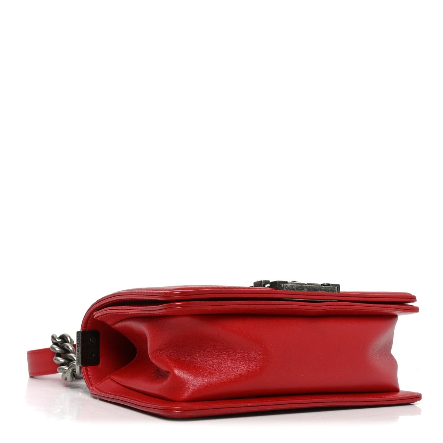 Lambskin Quilted Small Boy Flap Red