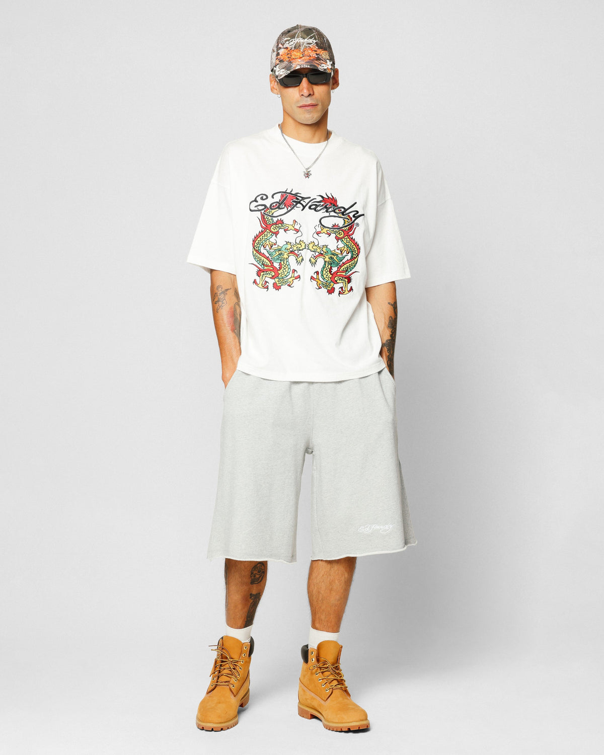 Ed Hardy Dragon Oversized T-Shirt Off White