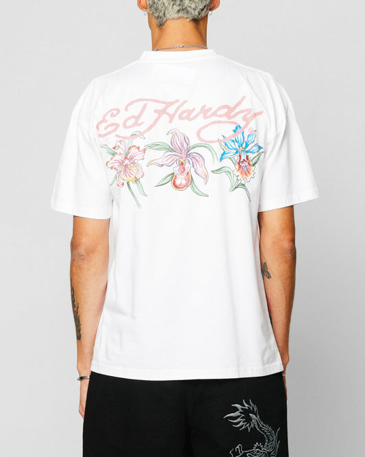 Ed Hardy Flowers T-Shirt White