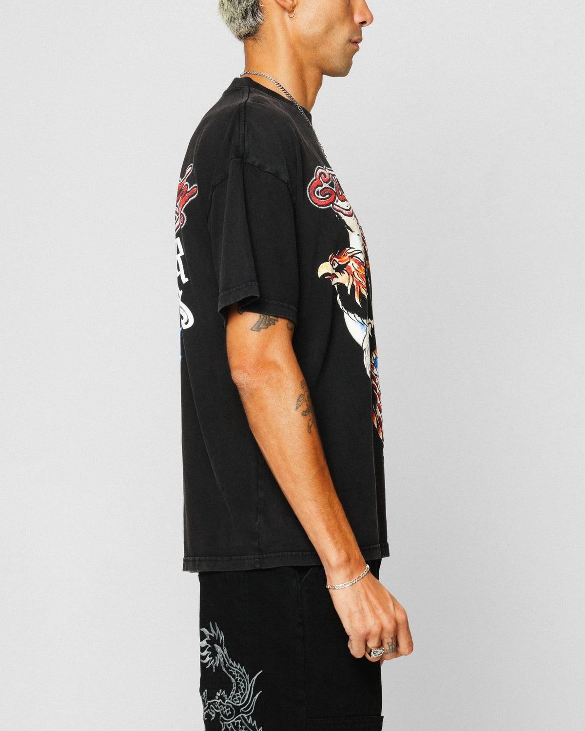 Ed Hardy Motor Cycle Club T-Shirt Black Acidwash