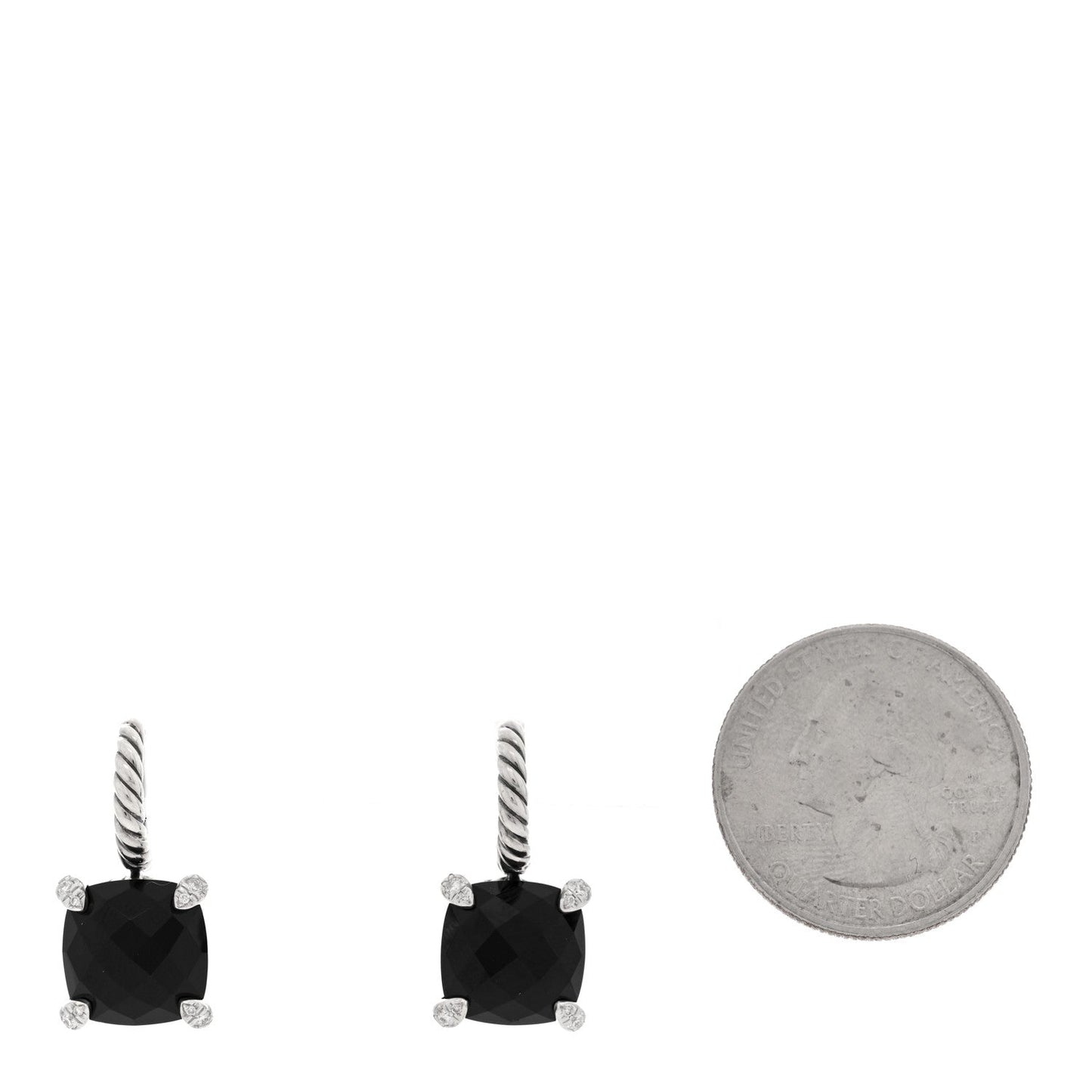 Sterling Silver Diamond Black Onyx Chatelaine Drop Earrings