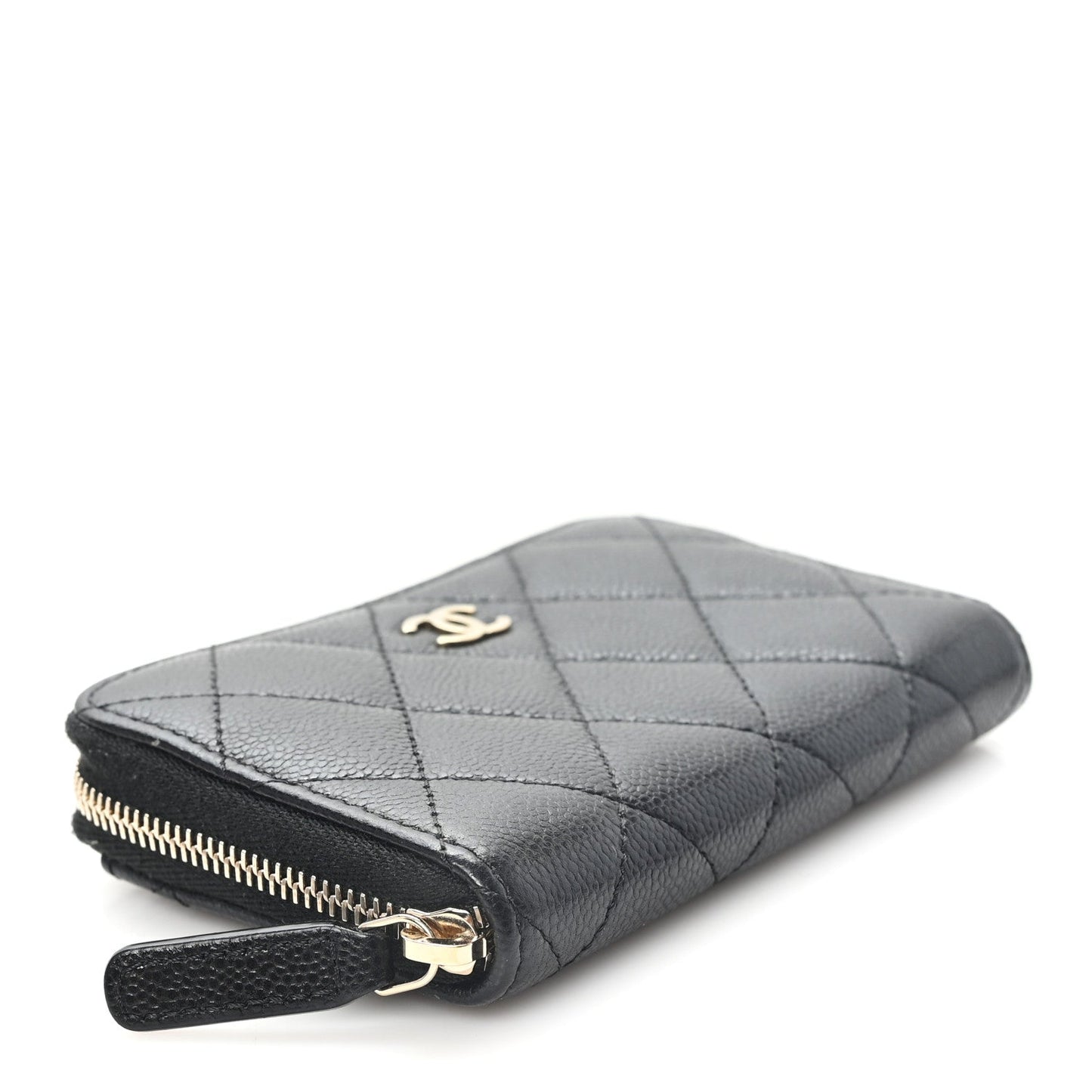 Caviar Quilted Zip Coin Purse Black