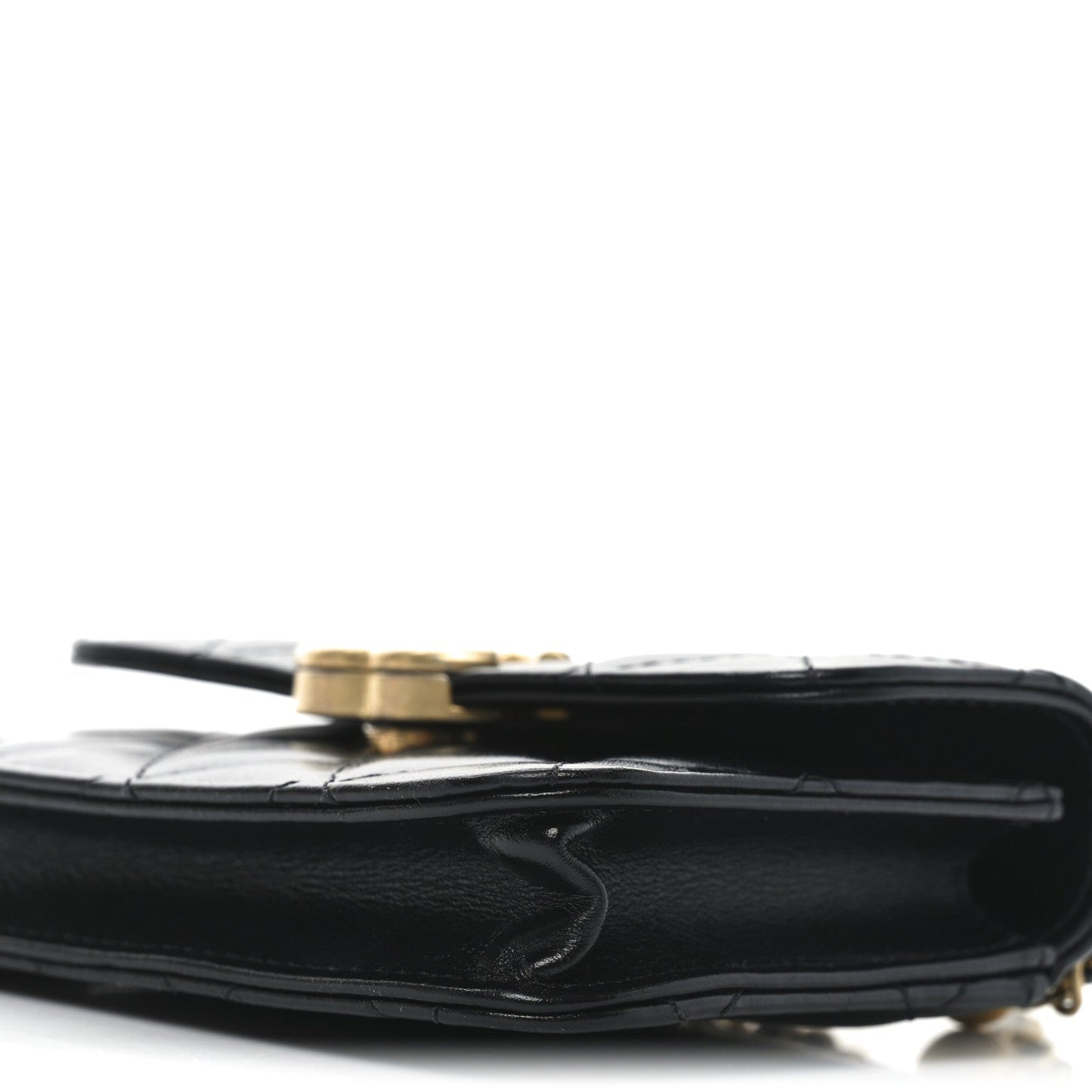 Calfskin Quilted Perfect Fit Coin Purse With Chain Black