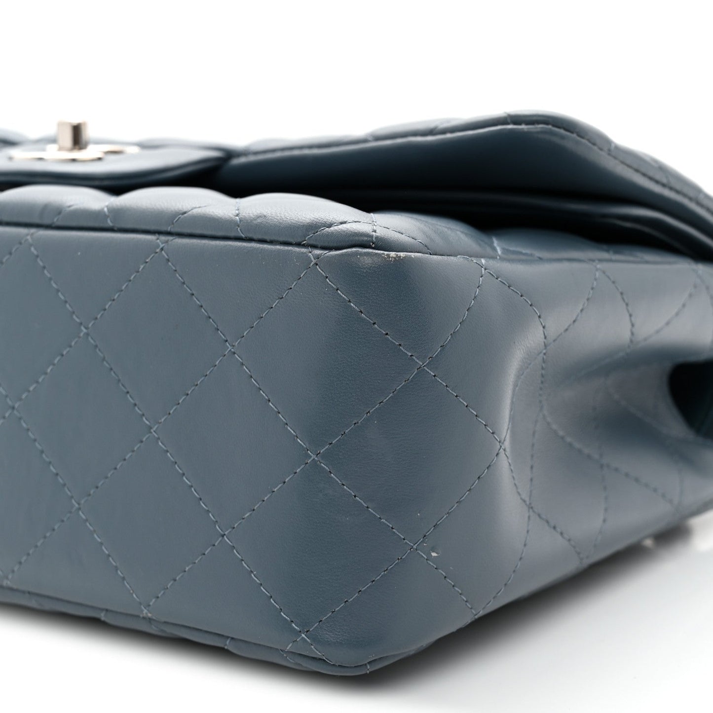 Lambskin Quilted Jumbo Double Flap Dark Blue