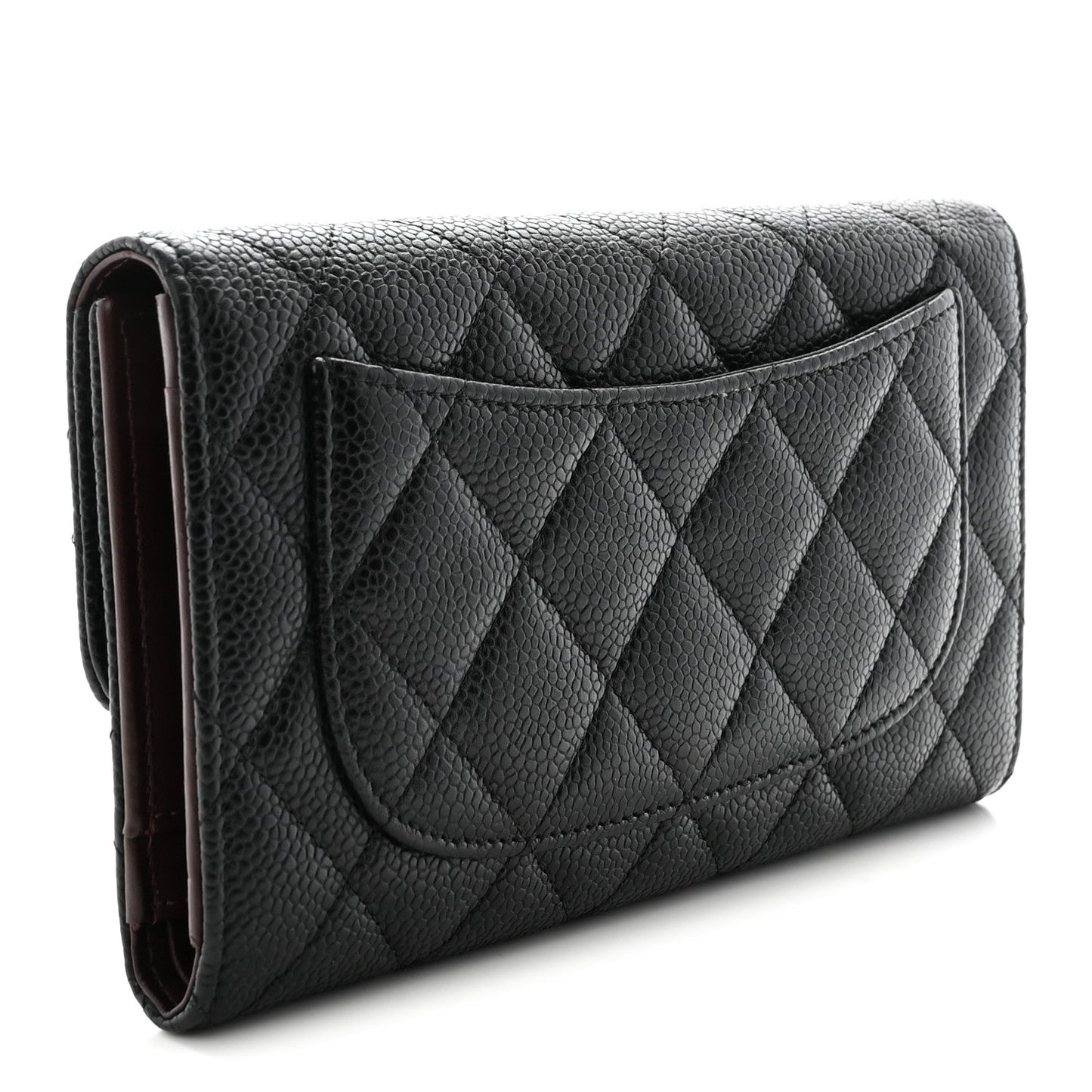 Caviar Quilted Large Flap Wallet Black