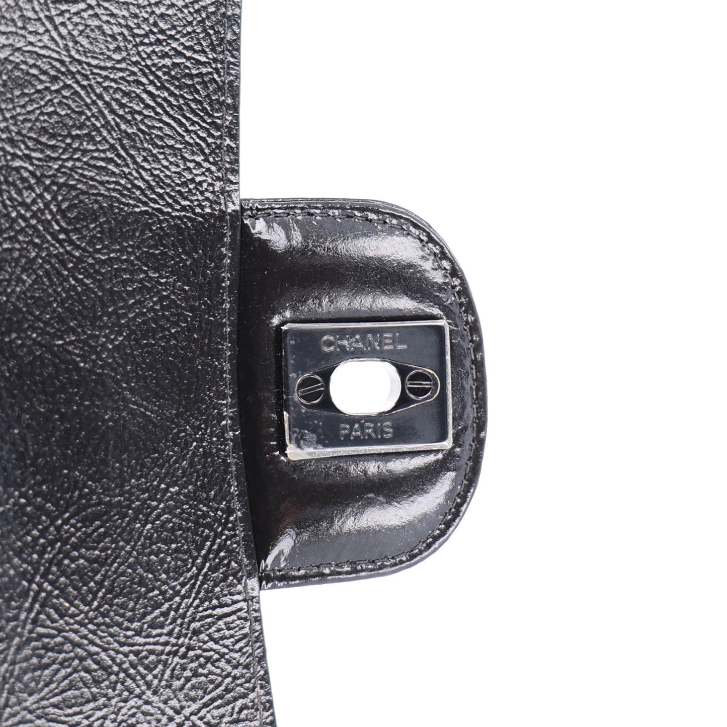Shiny Crumpled Calfskin Quilted Medium Double Flap So Black