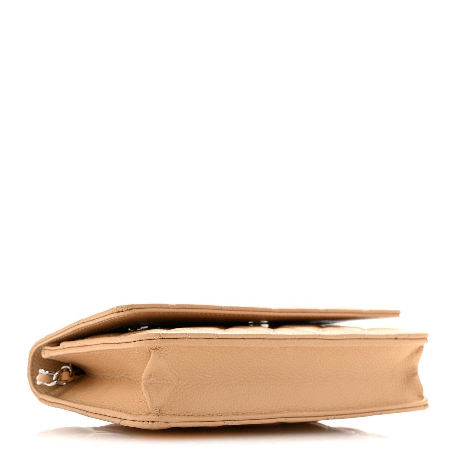 Caviar Quilted Wallet on Chain WOC Beige