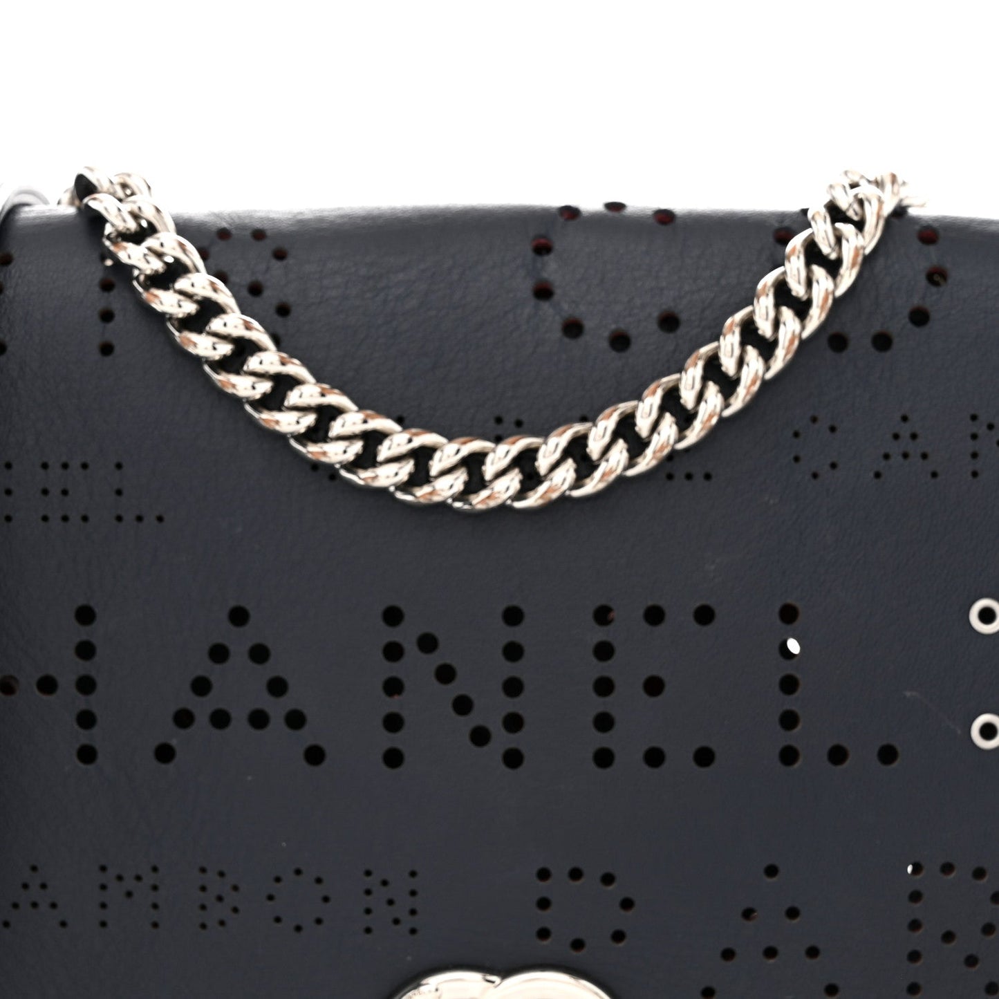 Calfskin Tweed Eyelet Flap Bag Navy
