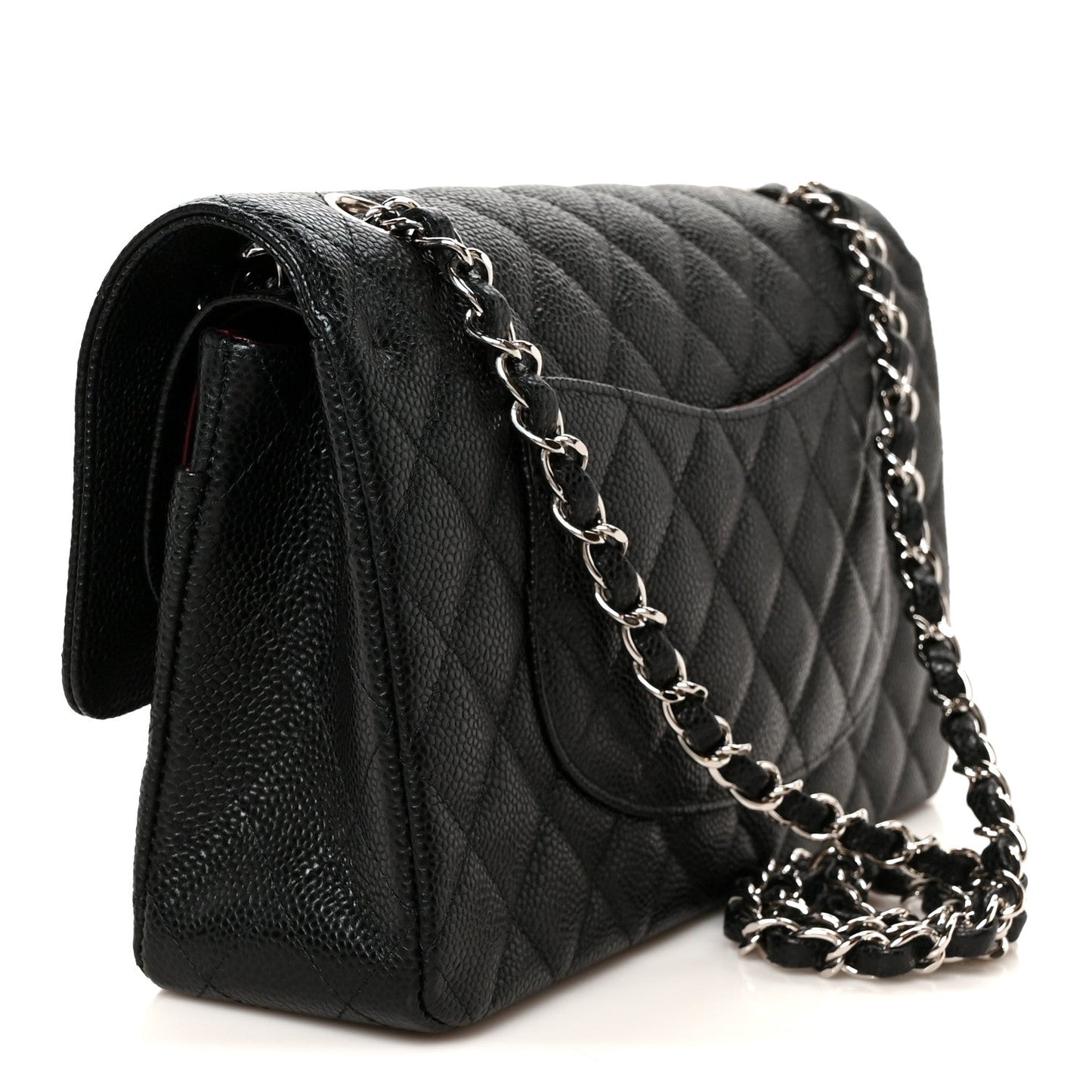 Caviar Quilted Medium Double Flap Black