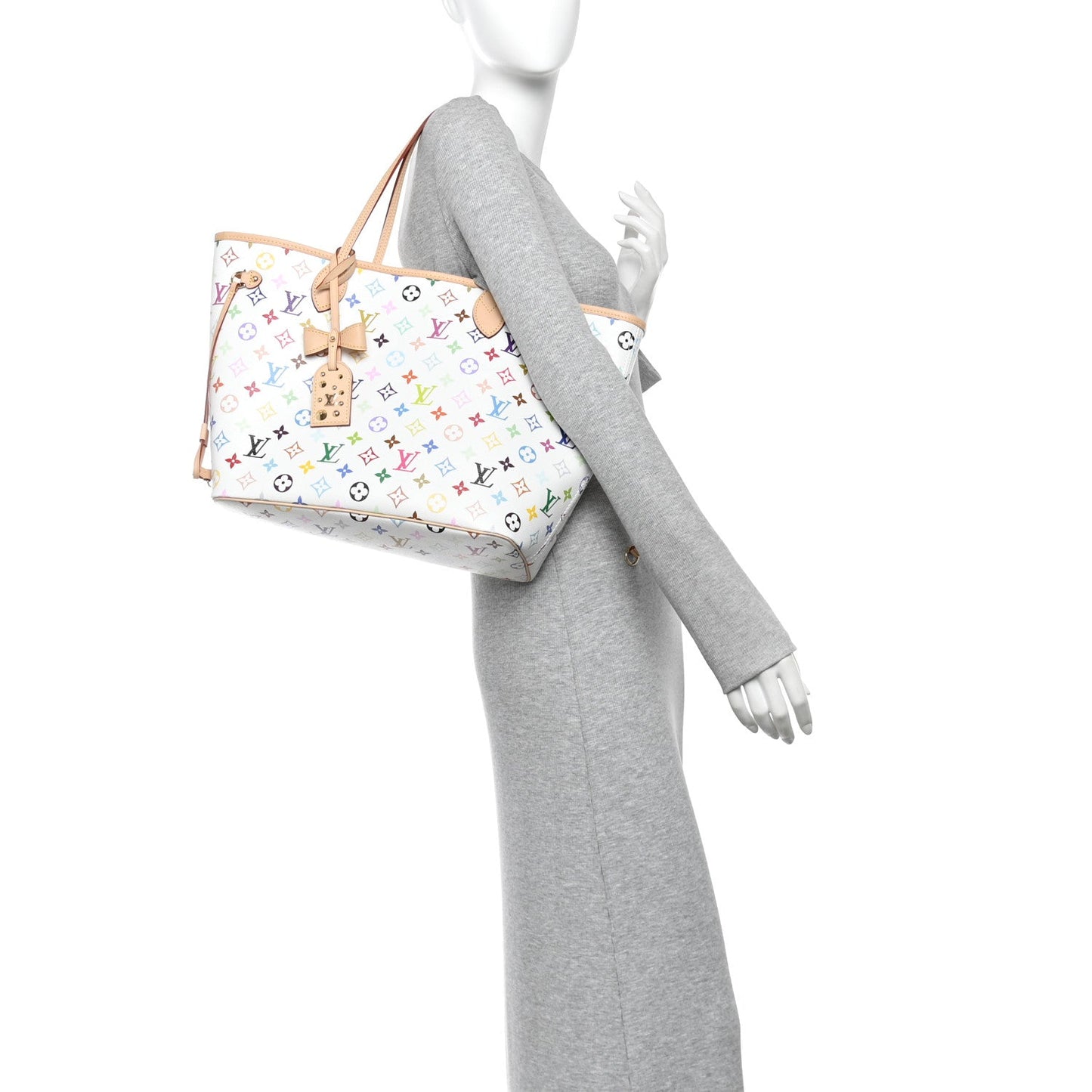 LV X TM Monogram Multicolor Neverfull MM White