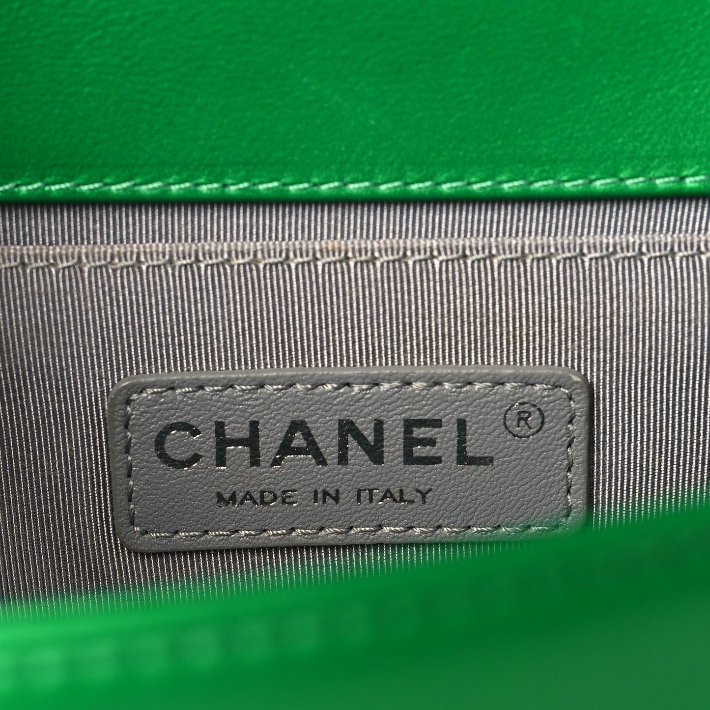 Metallic Calfskin Quilted Medium Boy Flap Green