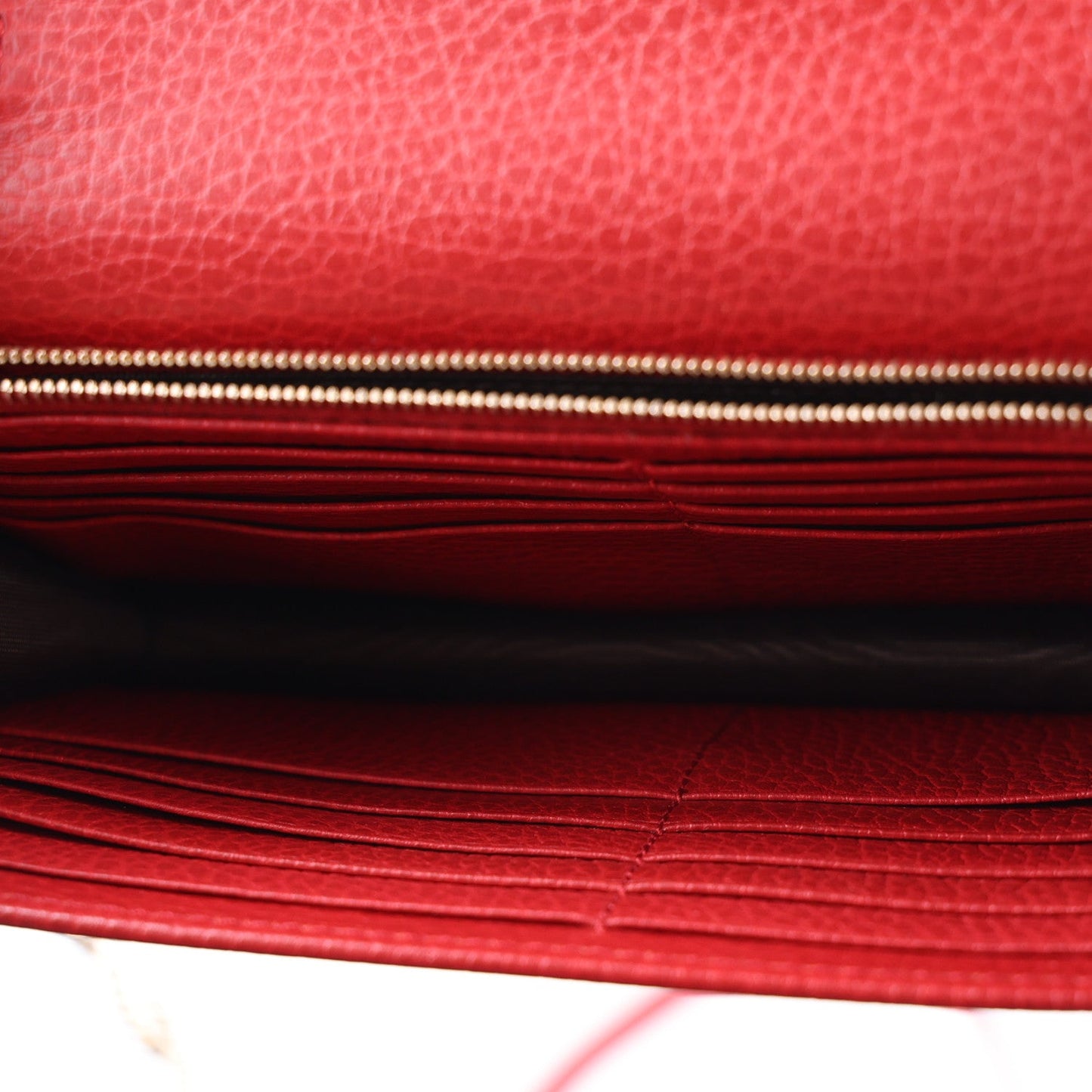 Dollar Calfskin Interlocking G Chain Wallet Red