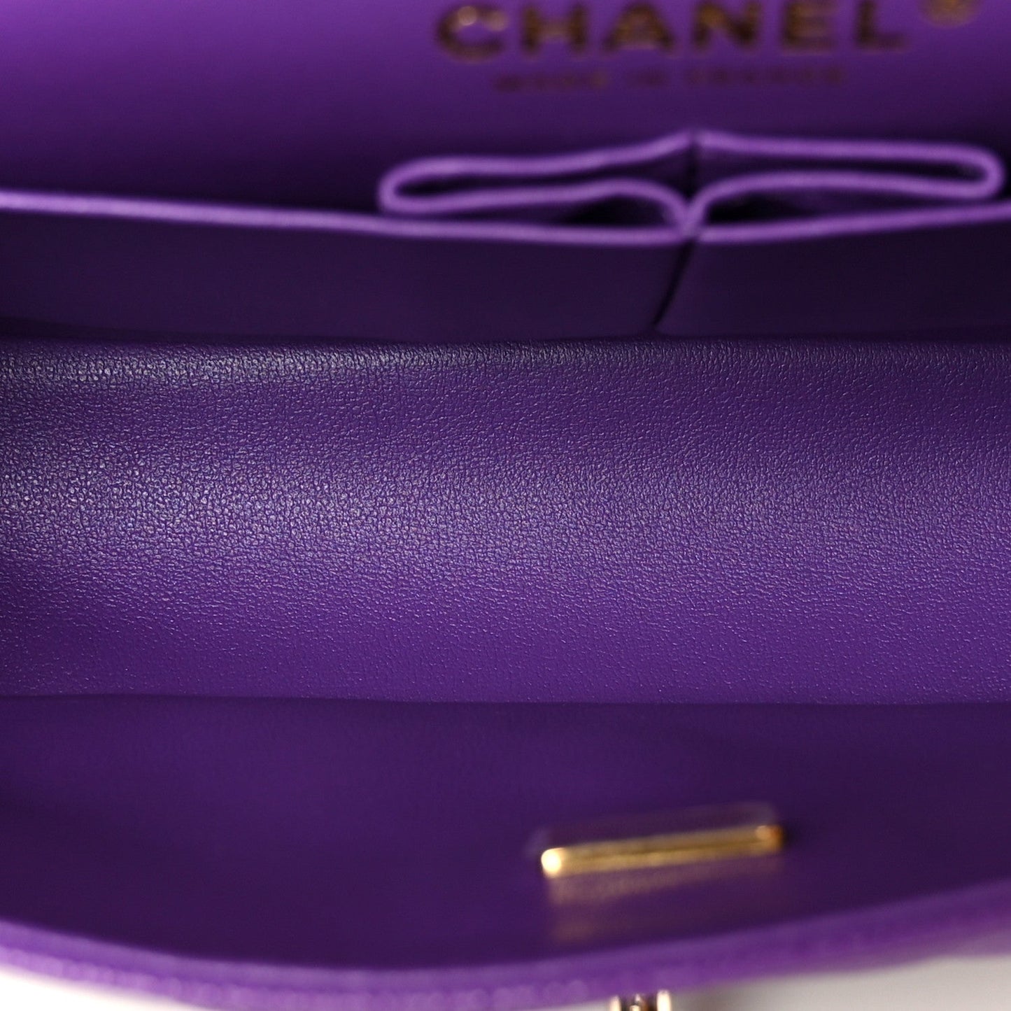 Caviar Quilted Small Double Flap Purple