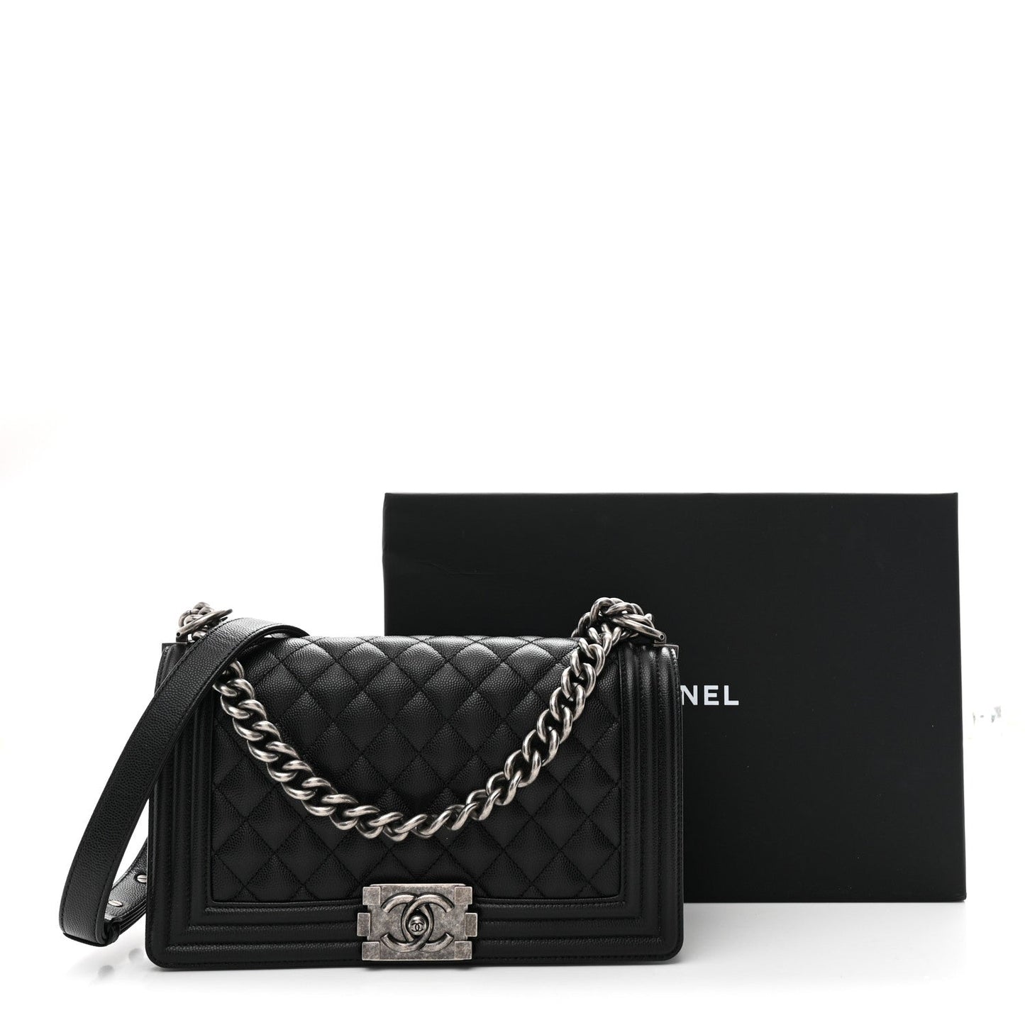 Caviar Quilted Medium Boy Flap Black
