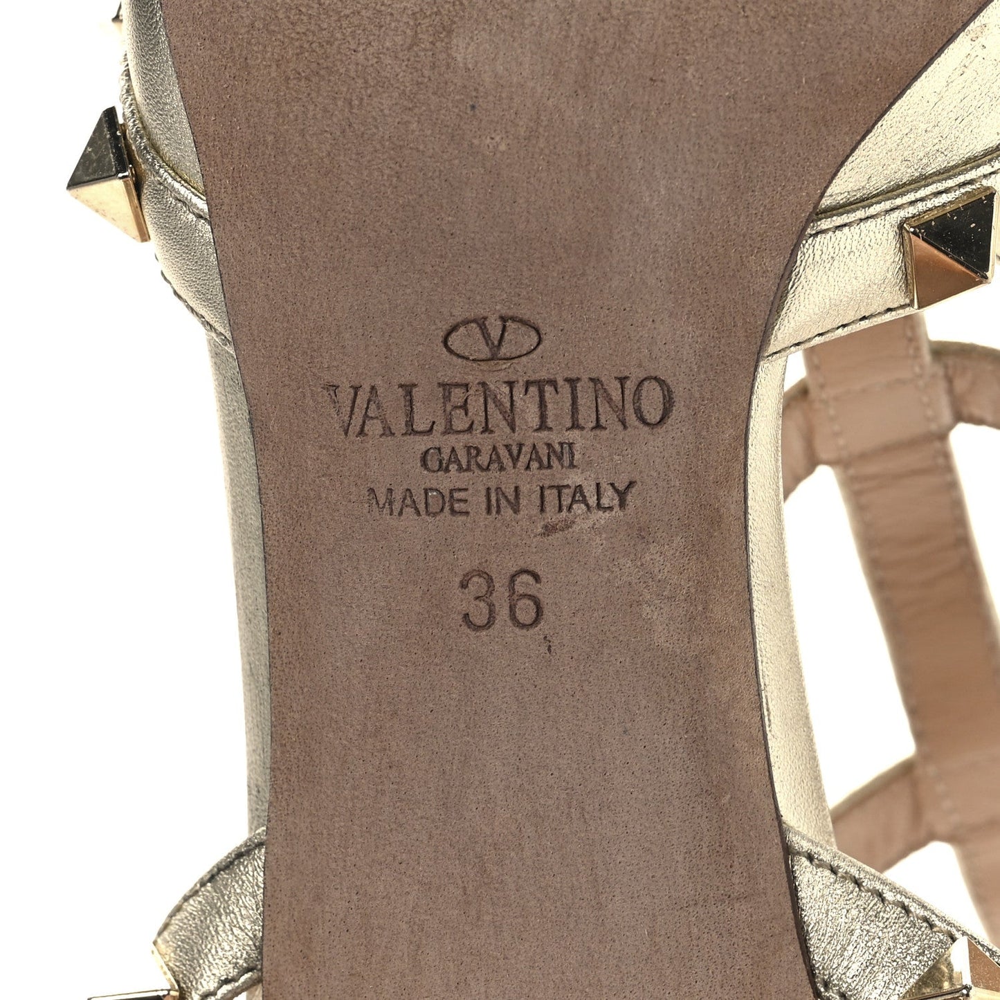 Metallic Nappa Rockstud Ankle Strap 65mm Pumps 36 Gold