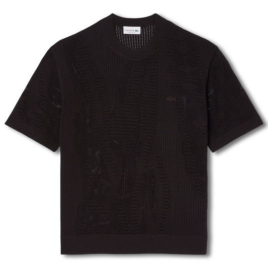 LACOSTE RELAXED FIT SHORT SLEEVED PRINTED  SWEATER Men’s -BROWN-3LA