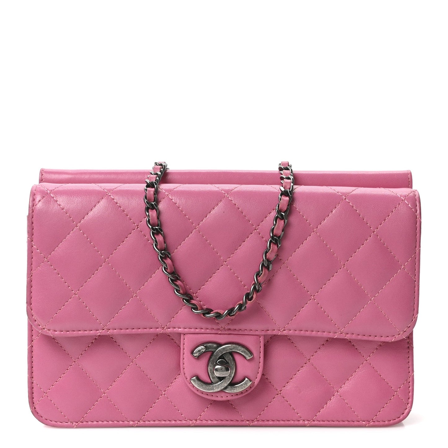 Lambskin Quilted Medium Crossing Times Flap Pink
