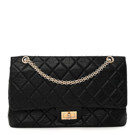 Aged Calfskin Quilted 2.55 Reissue 227 Flap Black