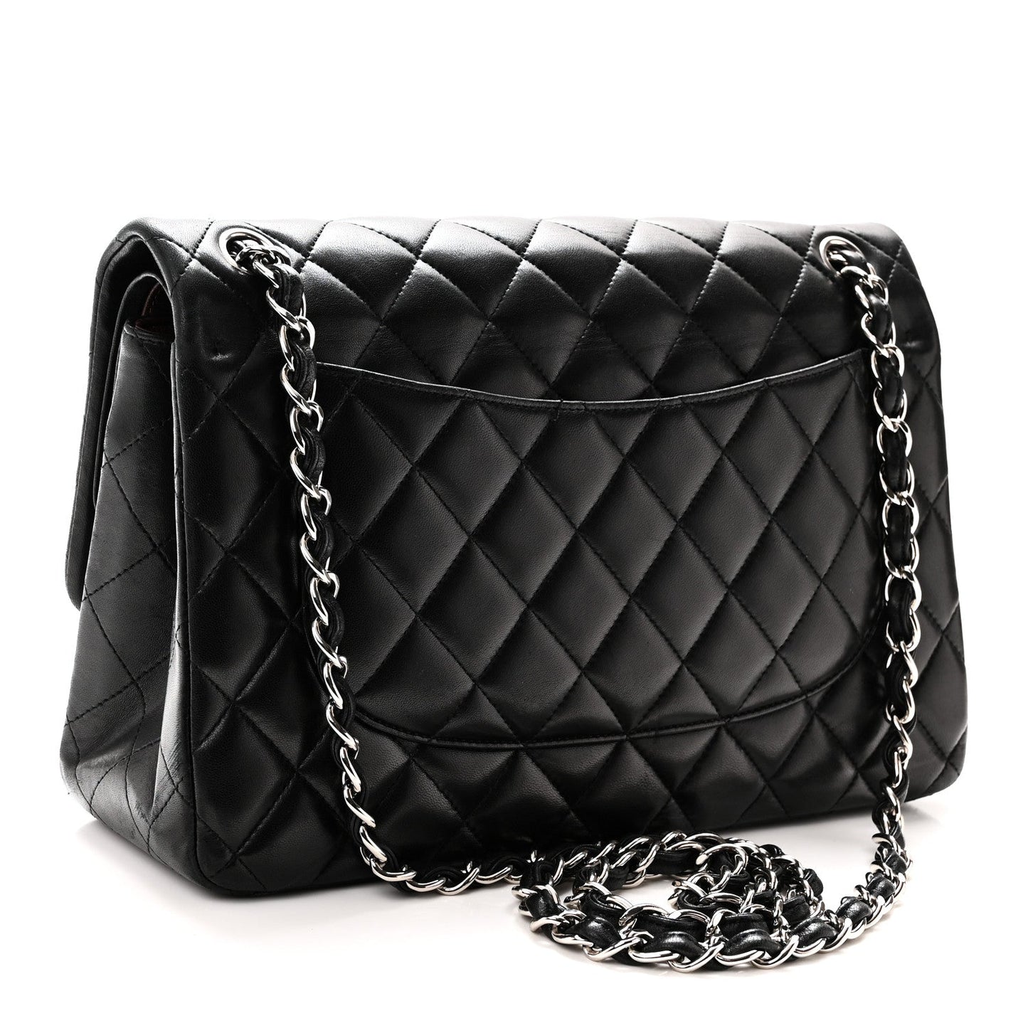 Lambskin Quilted Jumbo Double Flap Black