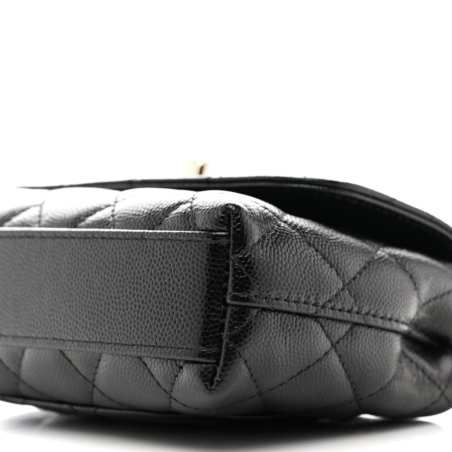 Caviar Quilted Coco Handle Clutch With Chain Black