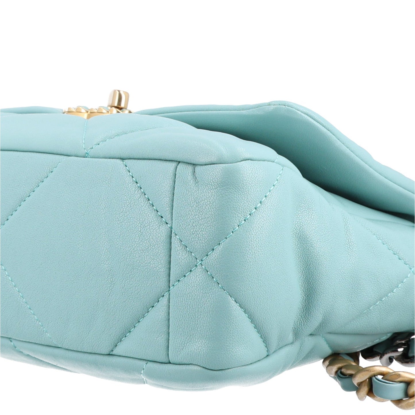Goatskin Quilted Medium Chanel 19 Flap Light Blue