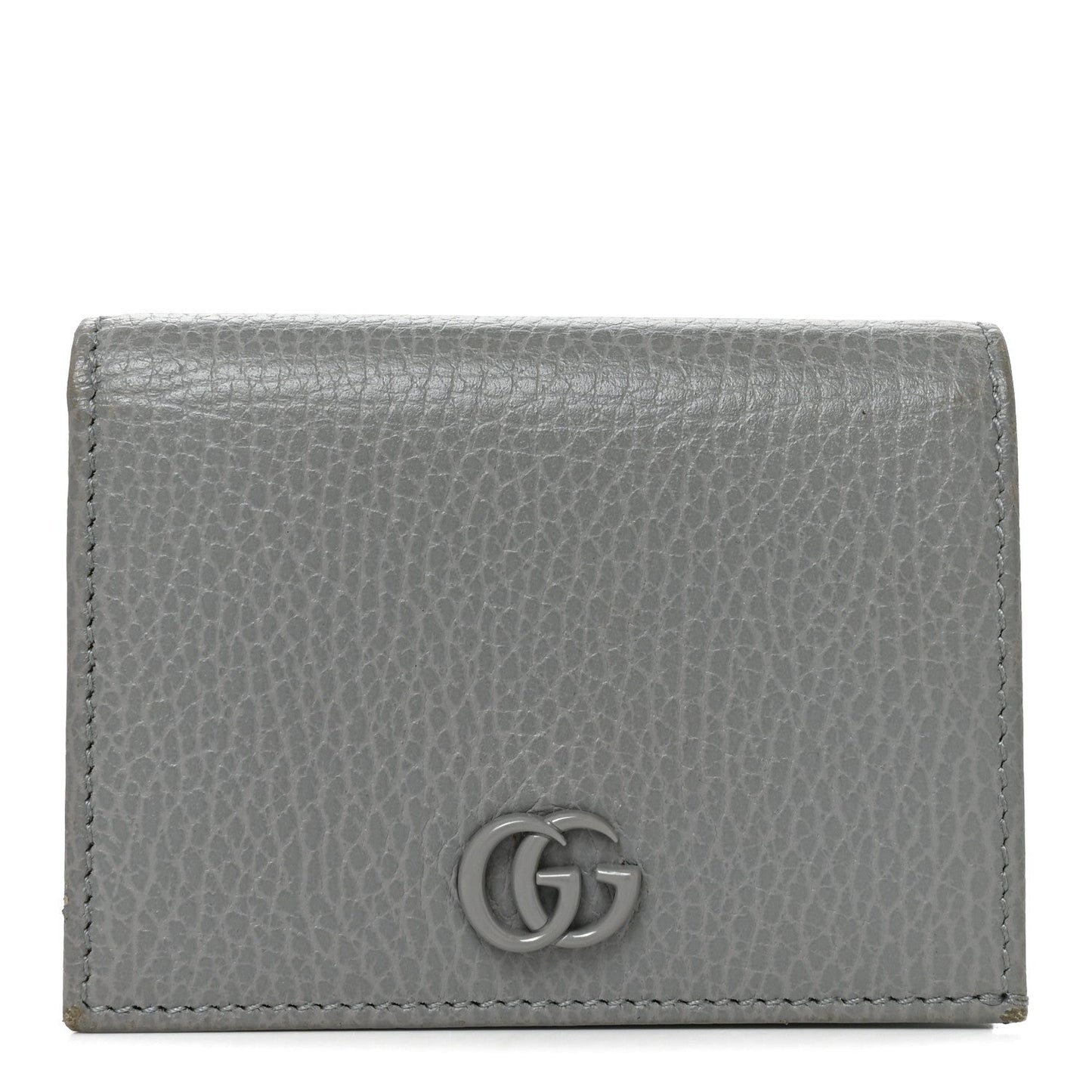 Dollar Calfskin Enamel Monochrome Medium GG Marmont Wallet Deep Grey