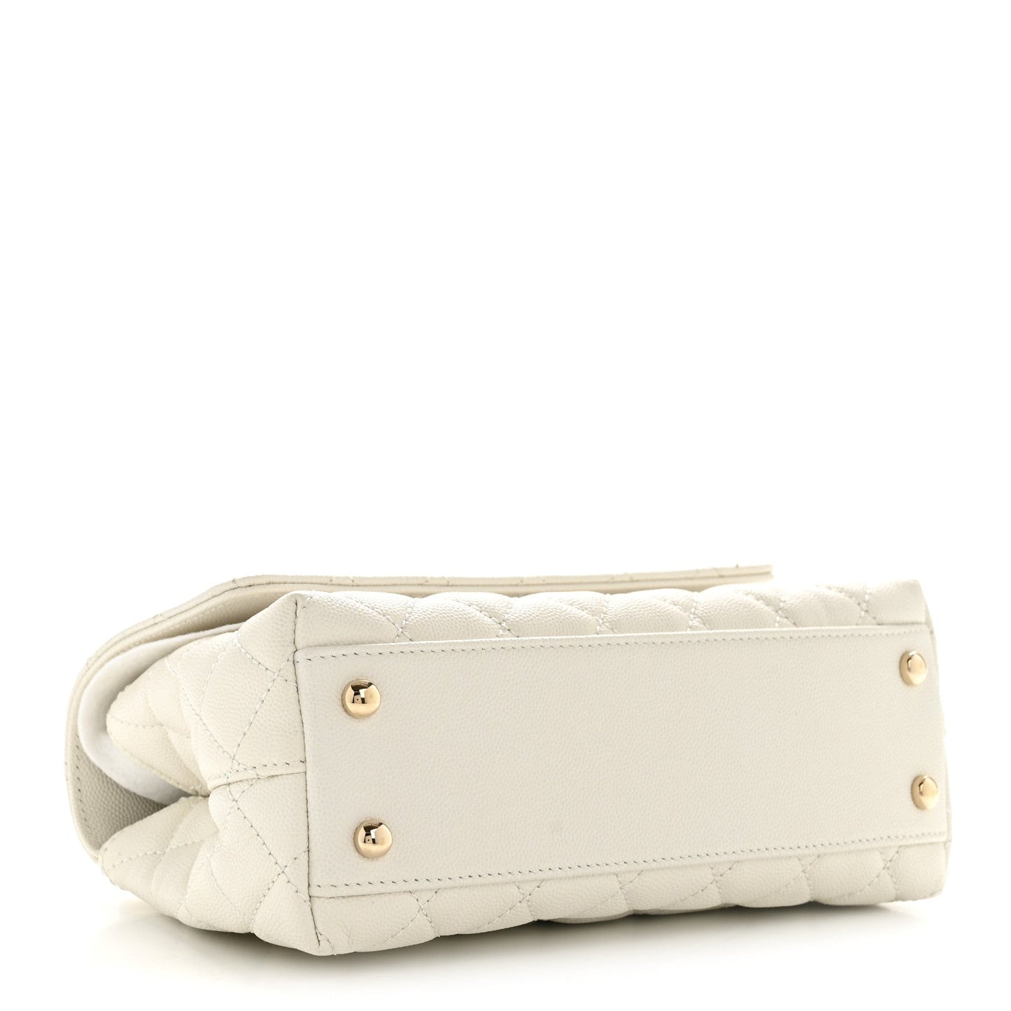 Caviar Quilted Mini Coco Handle Flap White