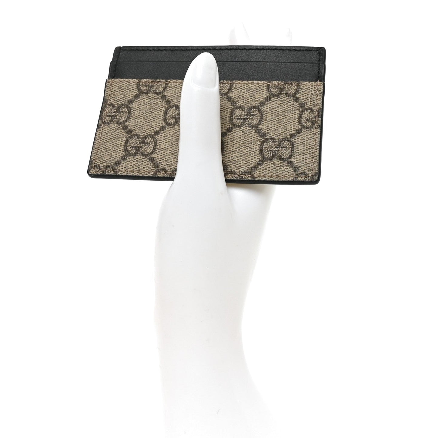 GG Supreme Monogram Calfskin Card Holder Beige Black