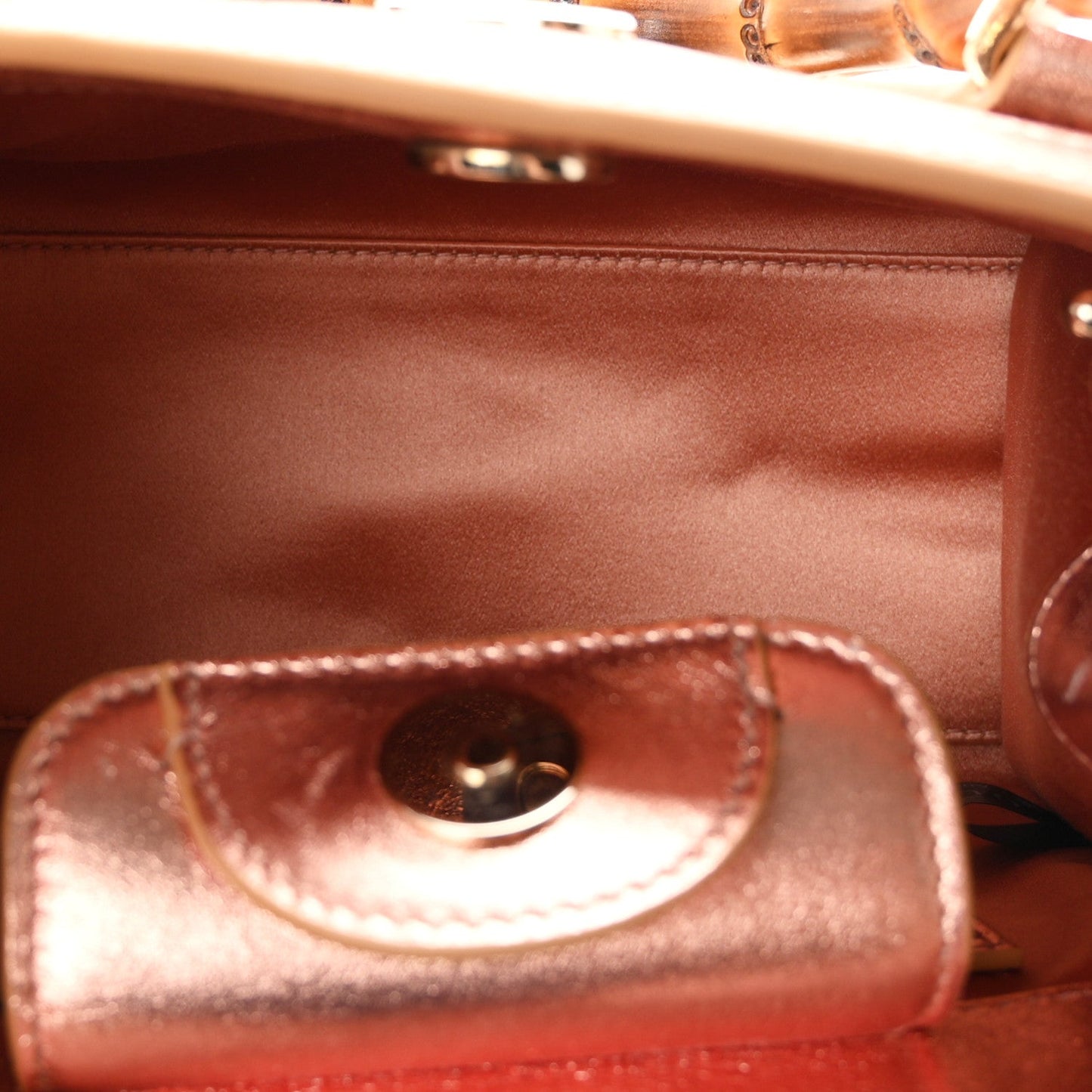 Metallic Calfskin Sequin Mini Diana Tote Bag Bronze