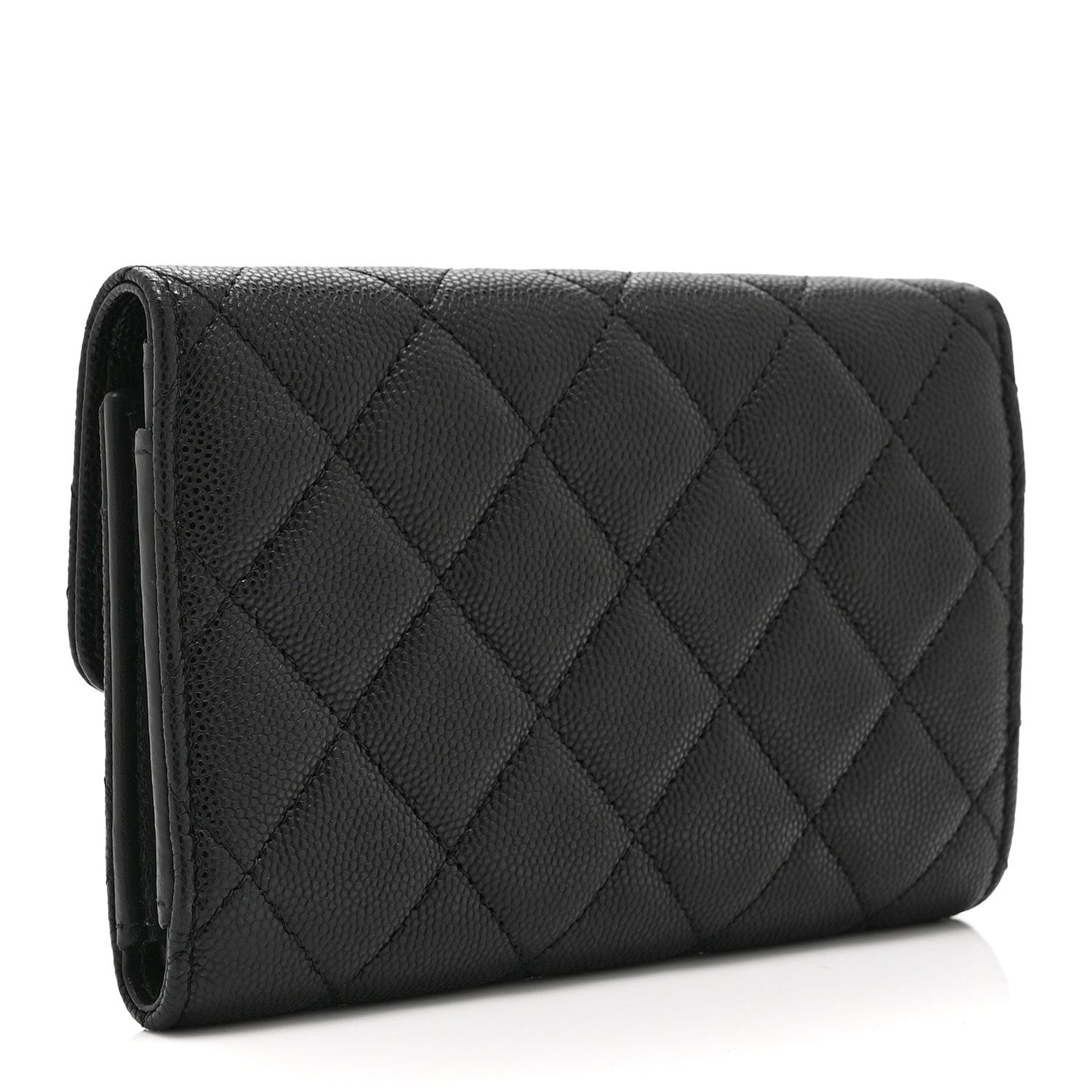 Caviar Quilted Coco Chanel CC Medium Flap Wallet Black