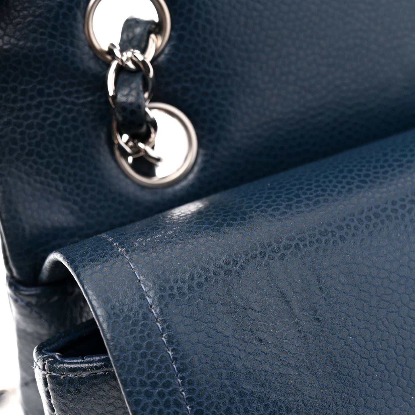 Caviar Quilted Medium Double Flap Navy